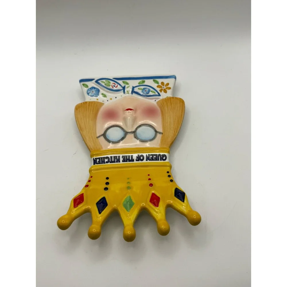 Vintage 1999 Mary Engelbreit Queen of the Kitchen Ceramic Spoon Rest Wall Plaque